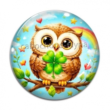 Cabochon Verre - chouette