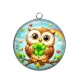 Pendentif Cabochon Argent - chouette