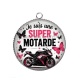 Pendentif Cabochon Argent - je suis une super motarde