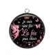 Pendentif Cabochon Argent - je suis une fée, La fée pas chier