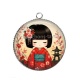 Pendentif Cabochon Argent - kokeshi