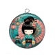 Pendentif Cabochon Argent - kokeshi