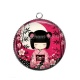Pendentif Cabochon Argent - kokeshi