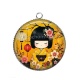 Pendentif Cabochon Argent - kokeshi