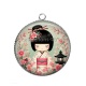 Pendentif Cabochon Argent - kokeshi