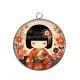 Pendentif Cabochon Argent - kokeshi