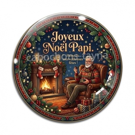 Cabochon Verre - joyeux noël papi