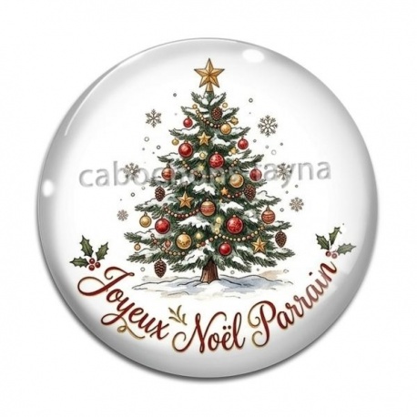 Cabochon Verre - joyeux noël parrain
