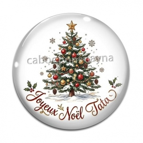 Cabochon Verre - joyeux noël tata