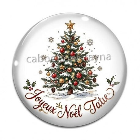 Cabochon Verre - joyeux noël tatie