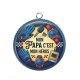 Pendentif Cabochon Argent - mon papa c'est mon héros