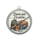 Pendentif Cabochon Argent - j'peux pas j'ai pêche