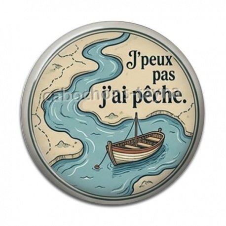 Cabochon Résine - j'peux pas j'ai pêche