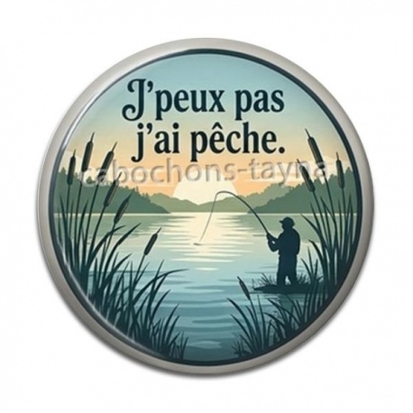 Cabochon Résine - j'peux pas j'ai pêche