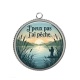 Pendentif Cabochon Argent - j'peux pas j'ai pêche