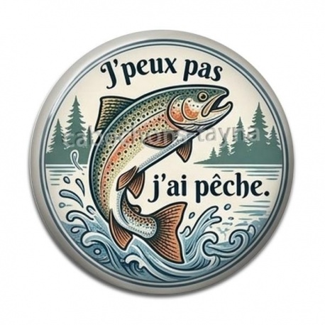 Cabochon Résine - j'peux pas j'ai pêche