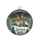 Pendentif Cabochon Argent -  joyeux noël