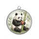 Pendentif Cabochon Argent - panda