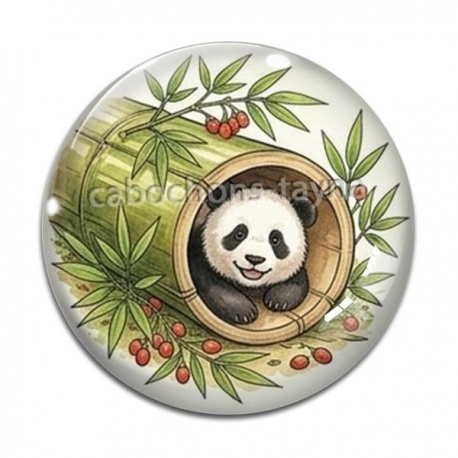 Cabochon Verre - panda