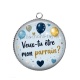 Pendentif Cabochon Argent - veux tu être mon parrain