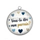 Pendentif Cabochon Argent - veux tu être mon parrain