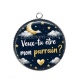 Pendentif Cabochon Argent - veux tu être mon parrain