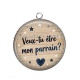 Pendentif Cabochon Argent - veux tu être mon parrain