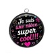 Pendentif Cabochon Argent - je suis une nièce super cool