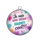 Pendentif Cabochon Argent - je suis une nièce super cool