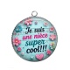 Pendentif Cabochon Argent - je suis une nièce super cool