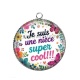 Pendentif Cabochon Argent - je suis une nièce super cool