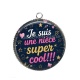 Pendentif Cabochon Argent - je suis une nièce super cool
