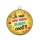 Pendentif Cabochon Argent - je suis une nièce super cool
