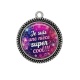 Pendentif Cabochon Argent - je suis une nièce super cool