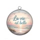 Pendentif Cabochon Argent - la vie est belle