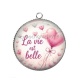 Pendentif Cabochon Argent - la vie est belle