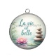 Pendentif Cabochon Argent - la vie est belle