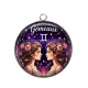 Pendentif Cabochon Argent - gémeaux signe astrologique