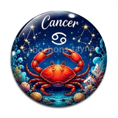 Cabochon Verre - cancer signe astrologique