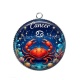 Pendentif Cabochon Argent - cancer signe astrologique