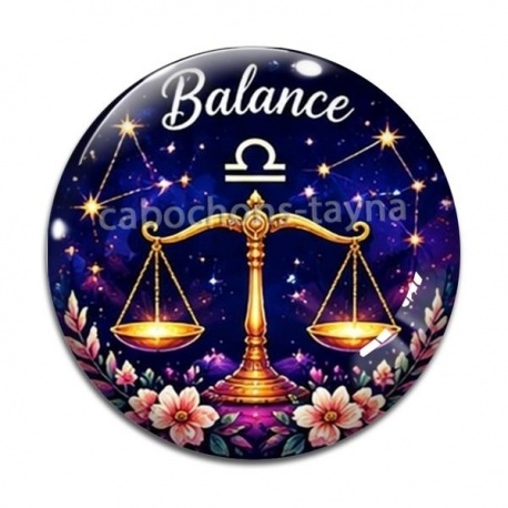 Cabochon Verre - Balance signe astrologique