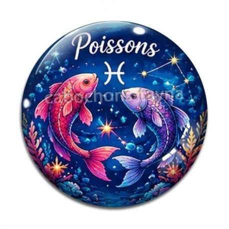 Cabochon Verre - Poisson signe astrologique