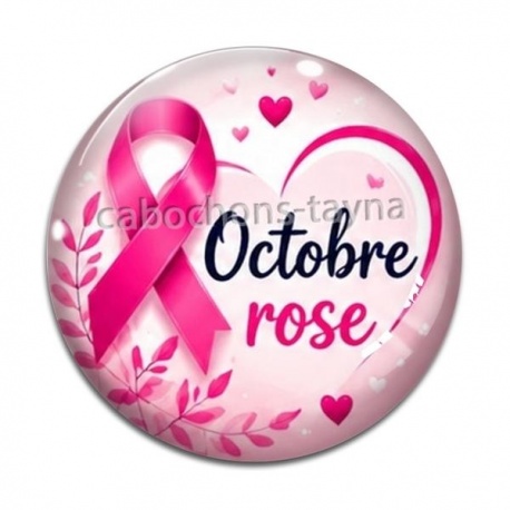 Cabochon Verre - octobre rose