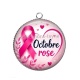 Pendentif Cabochon Argent - octobre rose