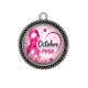 Pendentif Cabochon Argent - octobre rose