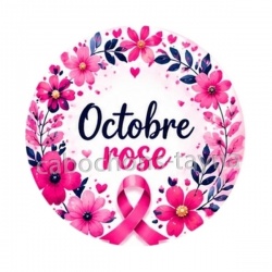 Octobre Rose ruban rose – Cabochon verre ou résine – Badge, porte-clés, magnet, miroir