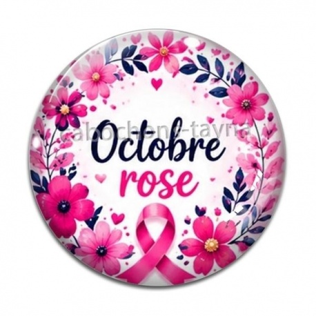 Cabochon Verre - octobre rose