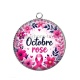 Pendentif Cabochon Argent - octobre rose