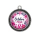 Pendentif Cabochon Argent - octobre rose