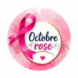 Octobre Rose ruban rose – Cabochon verre ou résine – Badge, porte-clés, magnet, miroir